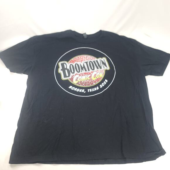 Boom Town Comic Con Crew Neck Short Sleeve Graphic T Shirt Mens Size 3XL Black - Picture 2 of 8